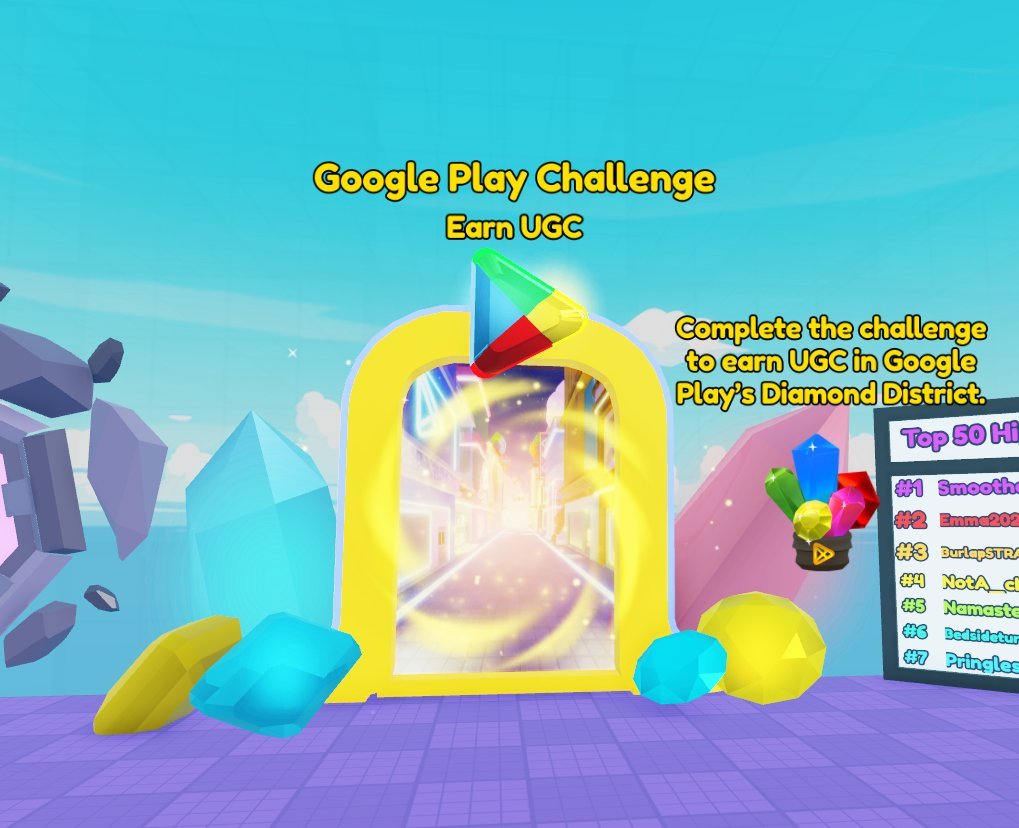 Google Play Challenge portal in Race Clicker offering a UGC reward